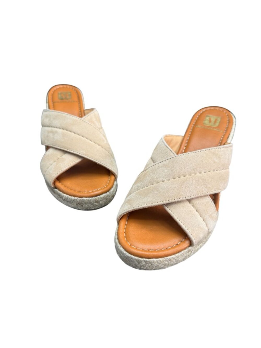 Bruno Magli Eva Espadrille Wedge Slide Sandal Women's Sand Suede, Size 8 NWOB - Picture 3 of 10